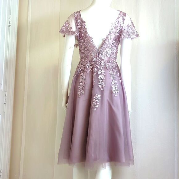 Party, Special Occasion Dress Mauve Lace, Sparkle and Tulle Size 4 NWOT - Picture 5 of 9